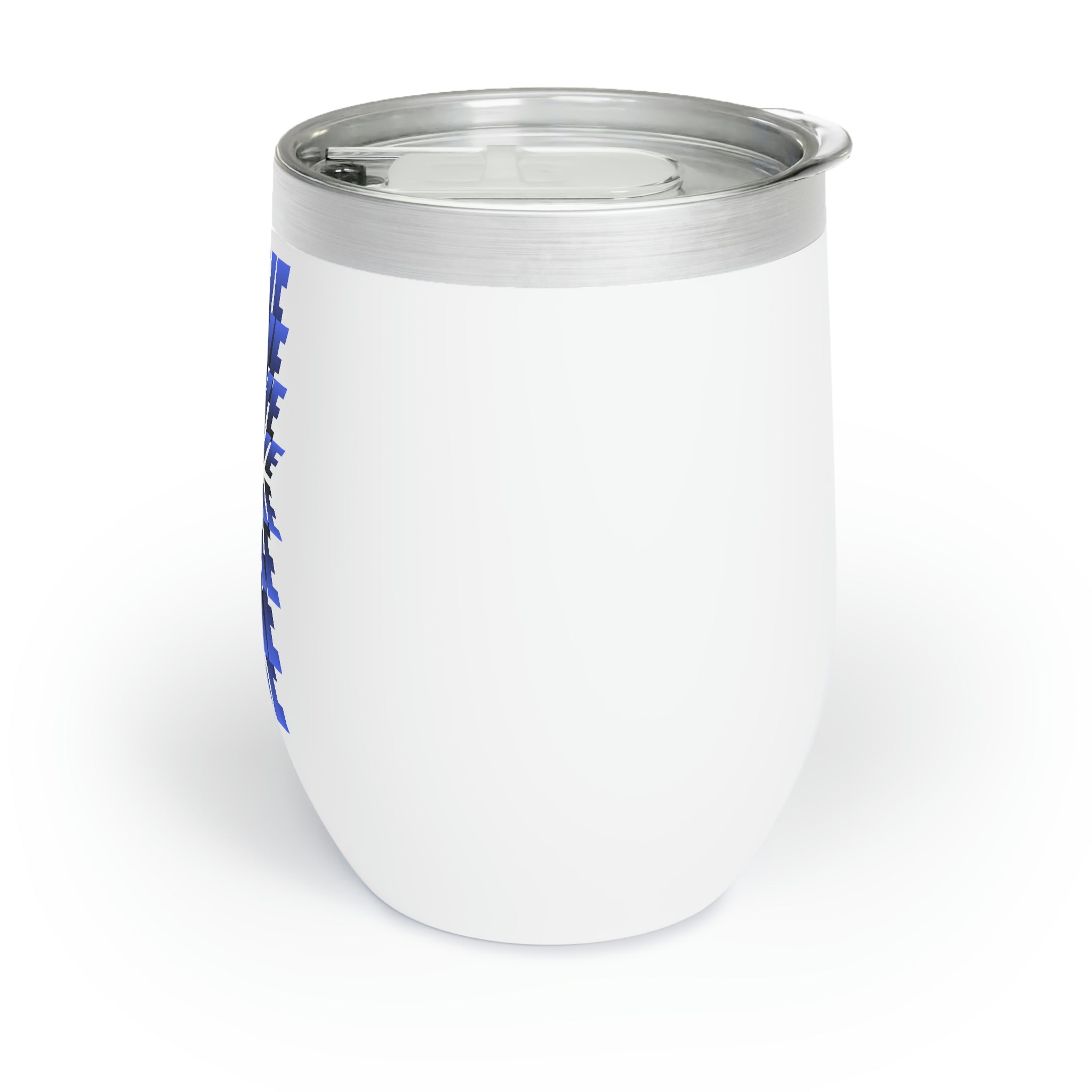 Positive Chill Wine Tumbler in stainless steel with a customizable design, showcasing its double-insulated walls and stemless shape.