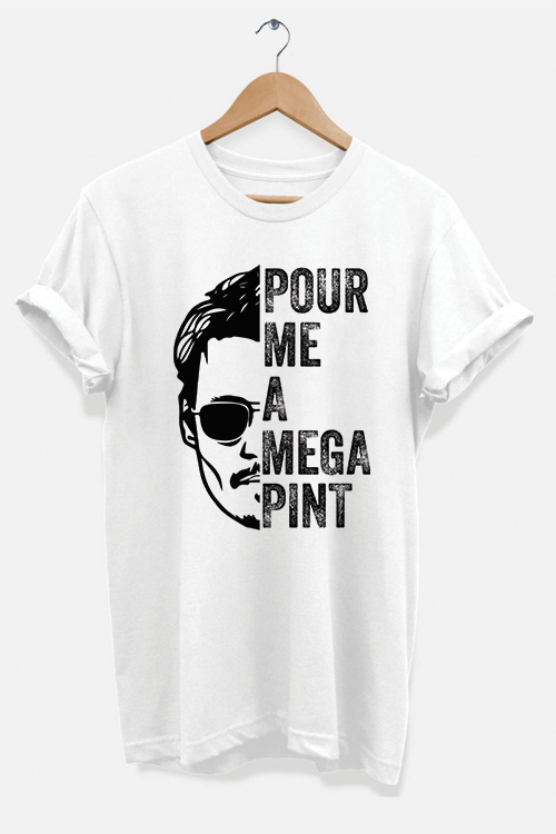 Pour Me a Mega Pint T-Shirt in soft ring-spun cotton, featuring a stylish design suitable for all genders.