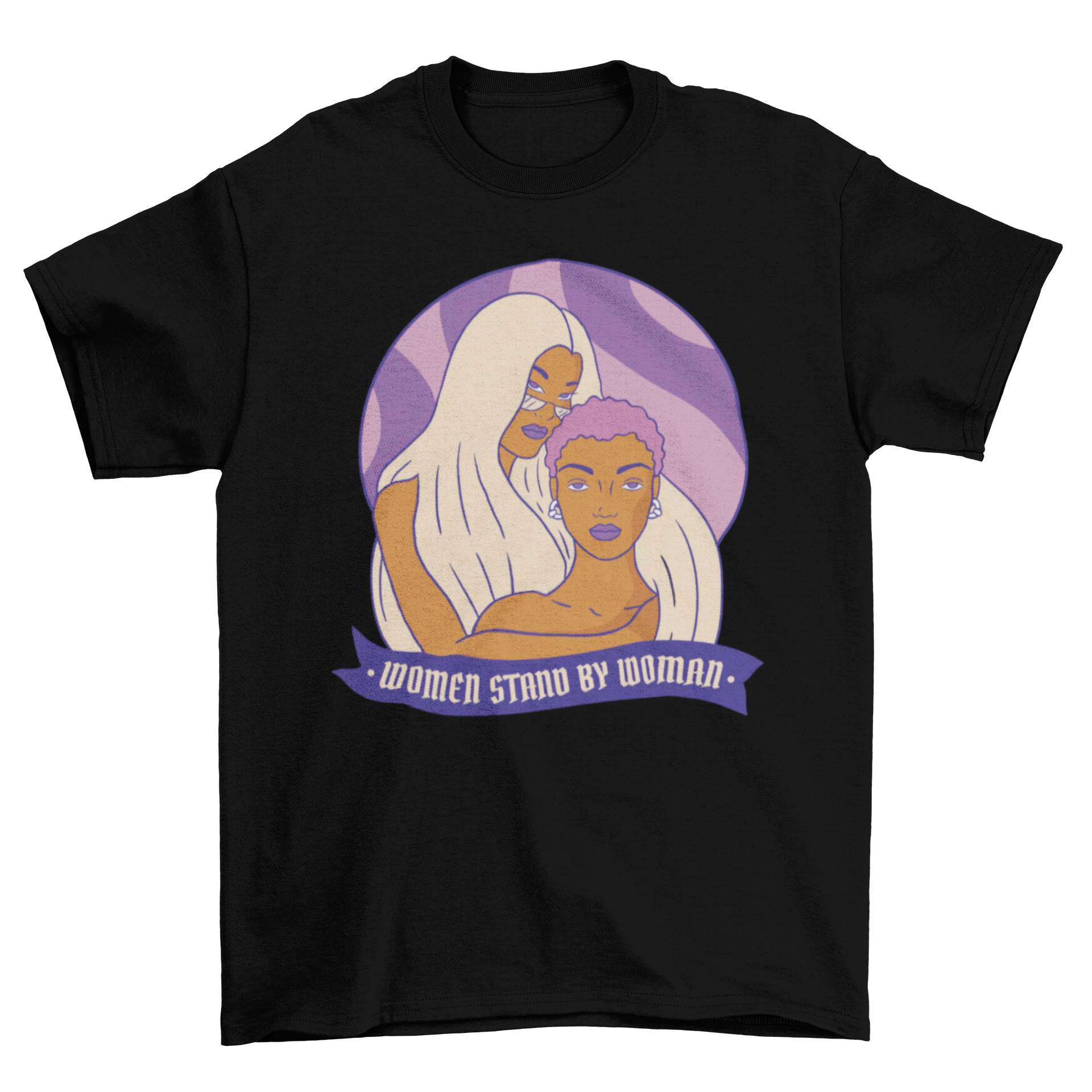 Powerful Strong Women T-Shirt featuring two women hugging with an empowering quote.