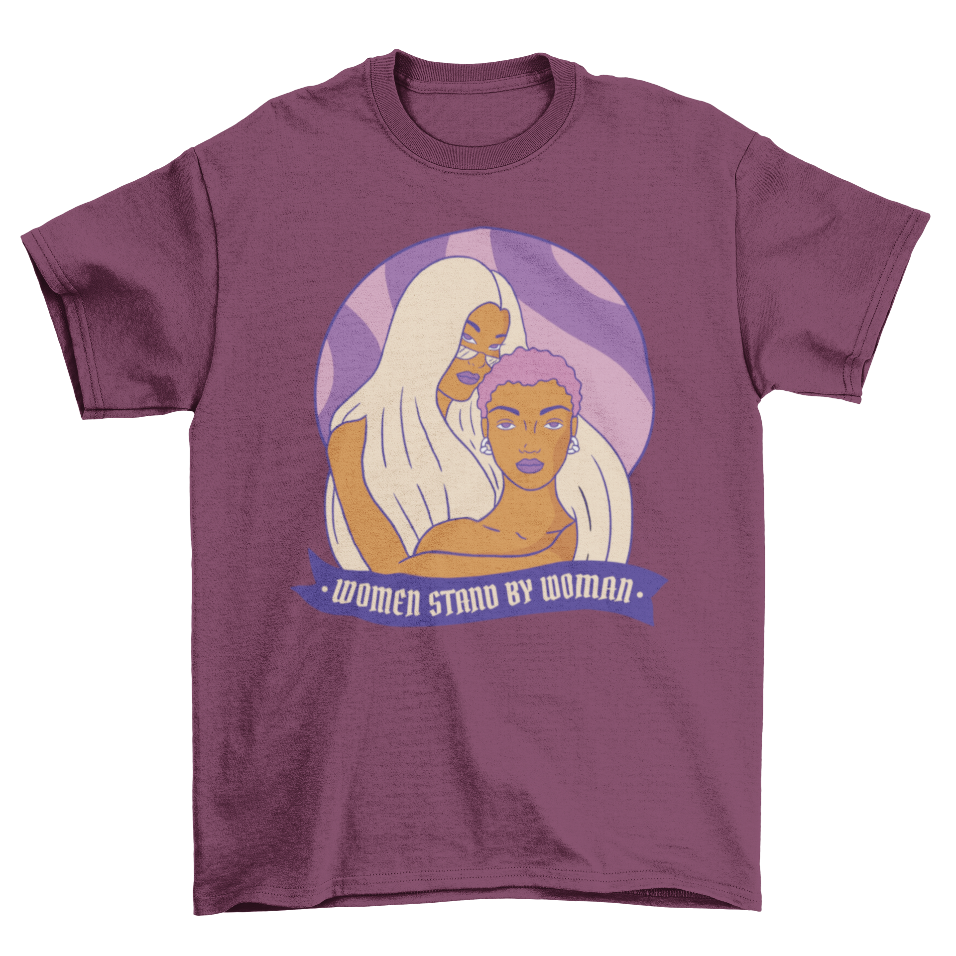 Powerful Strong Women T-Shirt featuring two women hugging with an empowering quote.