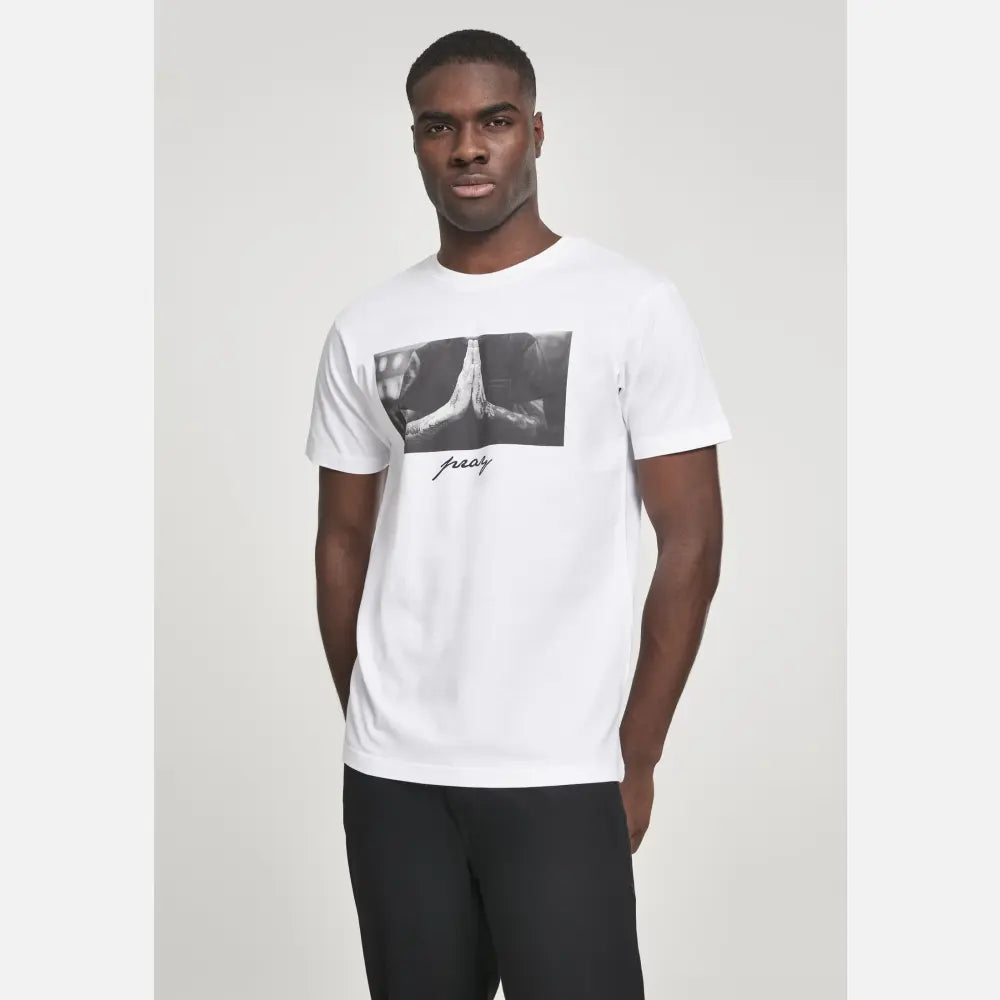 A stylish Pray T-Shirt made from 100% cotton, featuring a comfortable fit and versatile design suitable for casual wear.