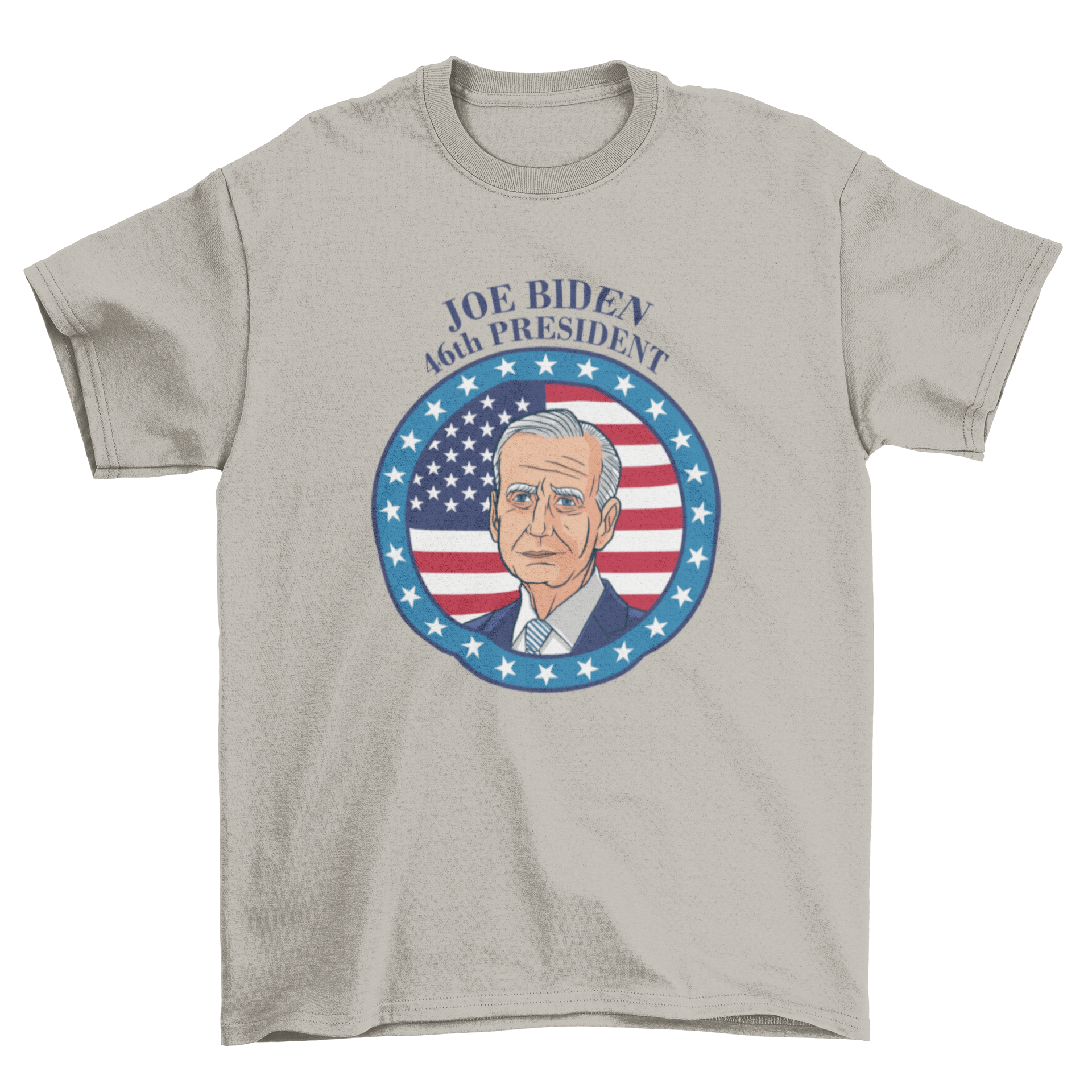 A stylish t-shirt featuring Joe Biden with the U.S. flag and the caption 'Joe Biden - 46th president'.