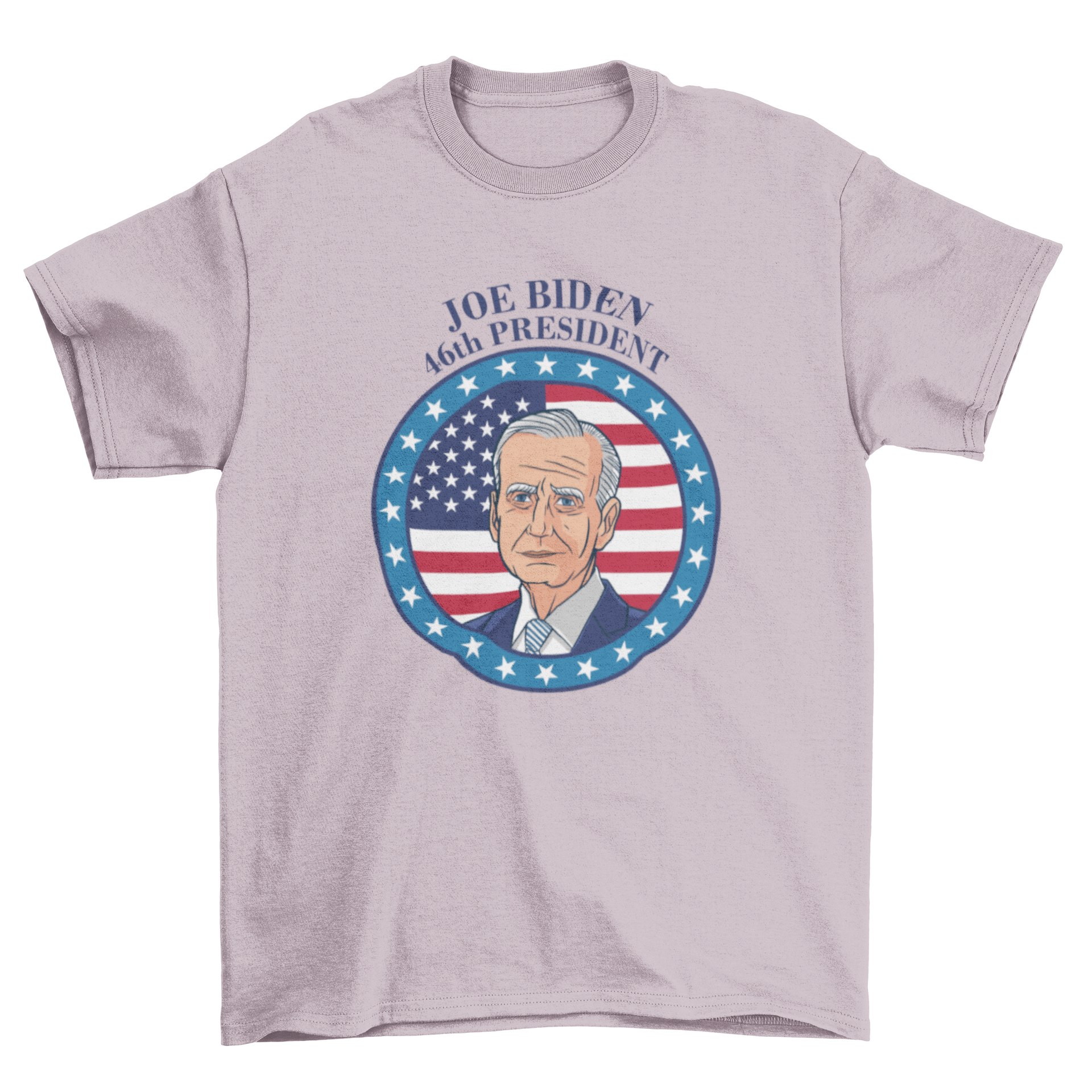 A stylish t-shirt featuring Joe Biden with the U.S. flag and the caption 'Joe Biden - 46th president'.