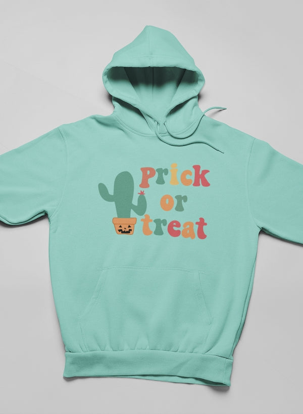 Prick Or Treat Hoodie featuring unique designs by top artists, made from cozy cotton/poly fleece blend.