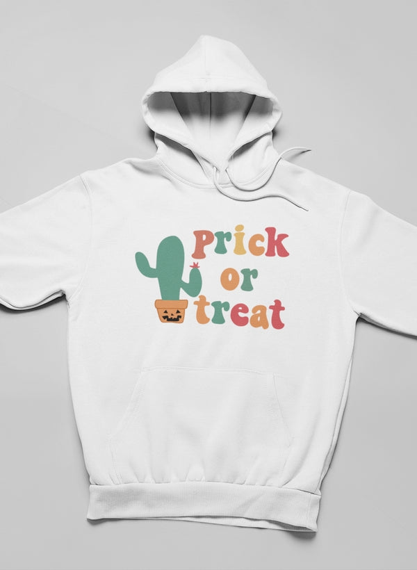 Prick Or Treat Hoodie featuring unique designs by top artists, made from cozy cotton/poly fleece blend.