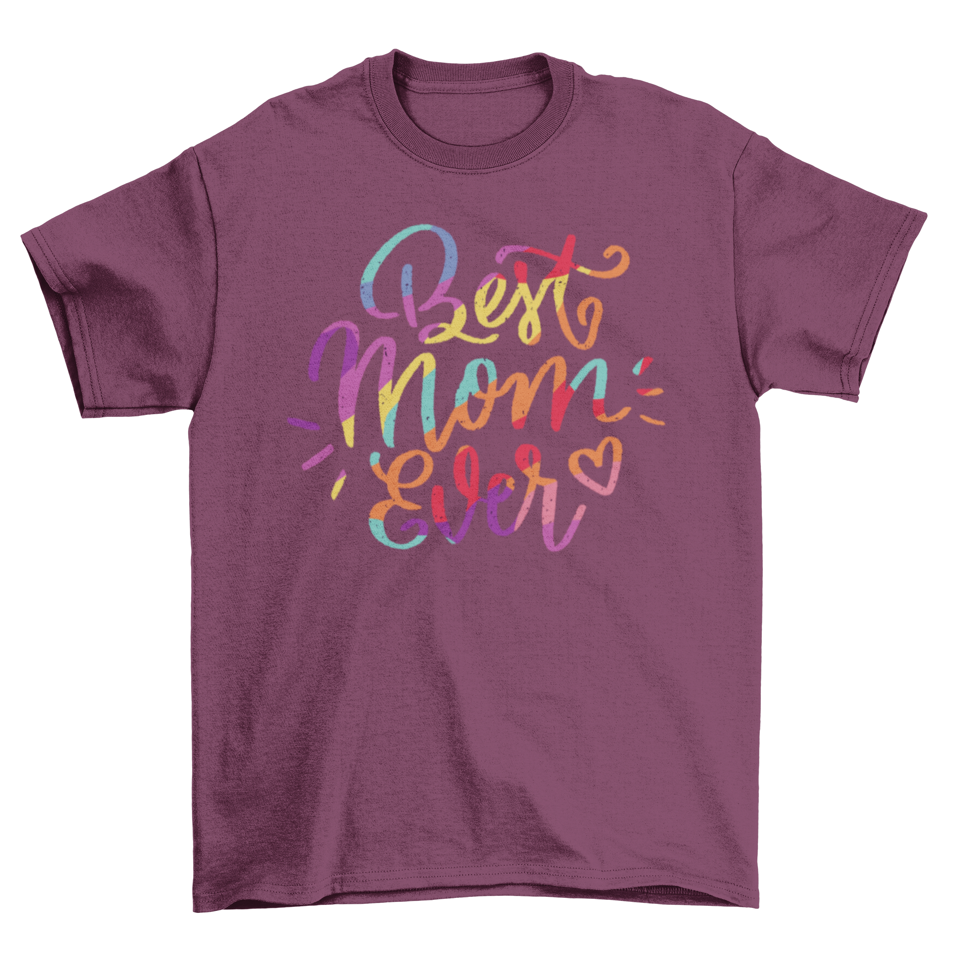 Pride themed t-shirt with 'Best Mom Ever' in rainbow colors, showcasing vibrant lettering design.