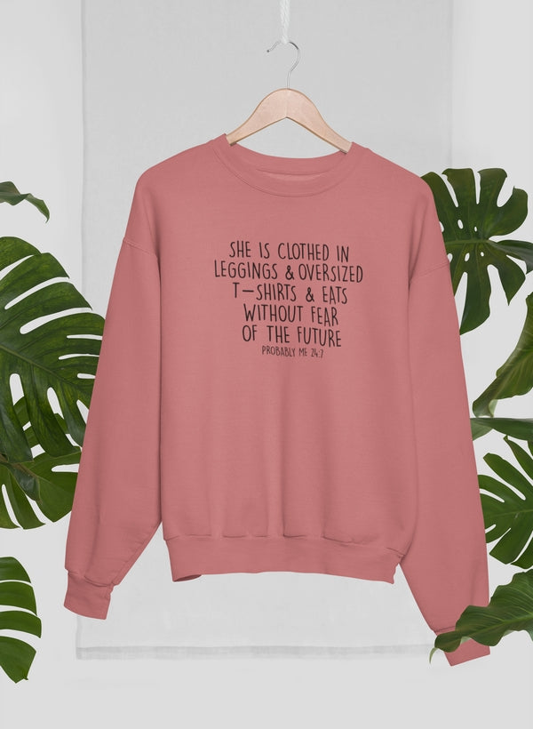 A cozy Probably Me Sweat Shirt featuring vibrant pet-themed graphics, perfect for animal lovers.