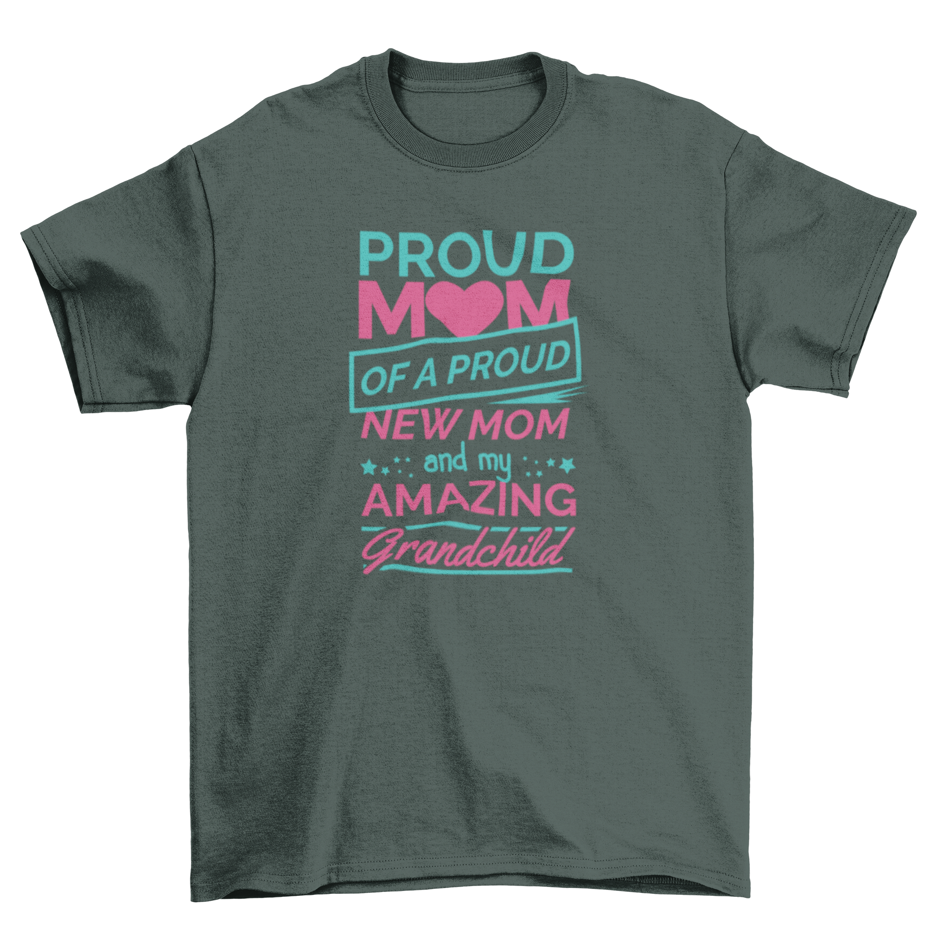 Proud Mom Quote T-Shirt featuring modern lettering design celebrating motherhood and family pride.