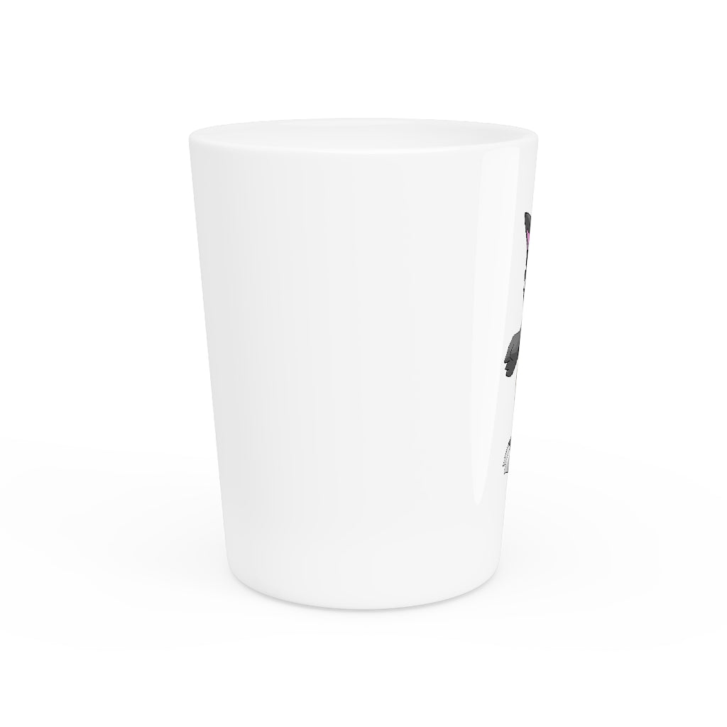 Personalized Psycore Shot Glass with white ceramic exterior and customizable interior options.