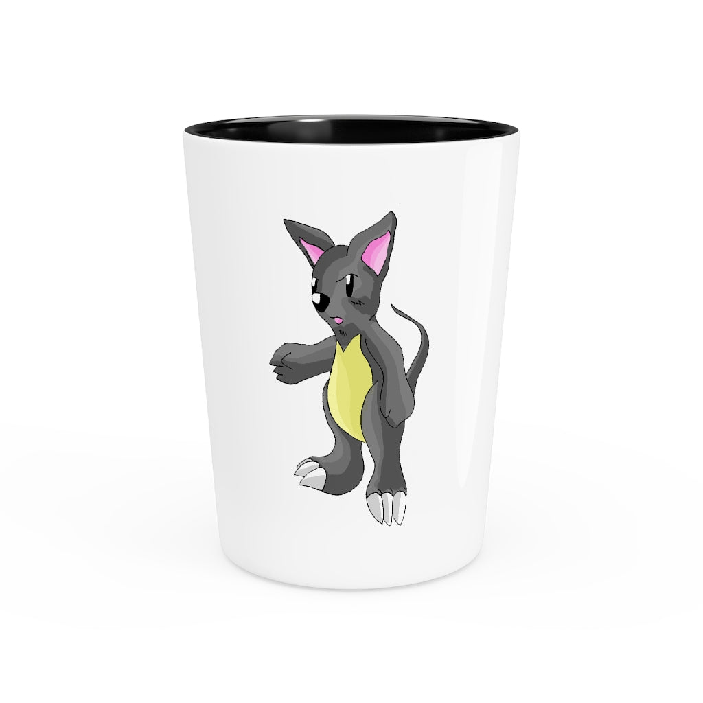 Personalized Psycore Shot Glass with white ceramic exterior and customizable interior options.