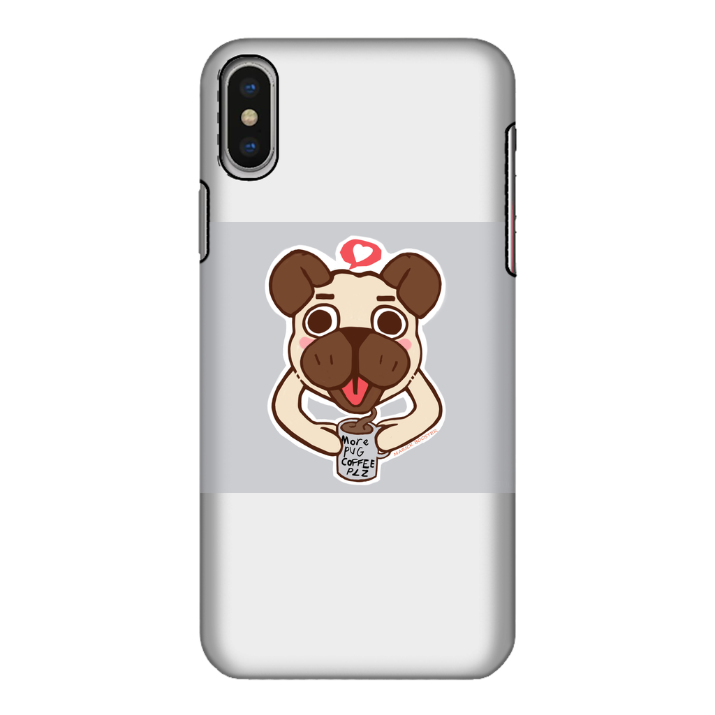 Pug Fully Printed Tough Phone Case showcasing vibrant pug design with dual-layer protection.