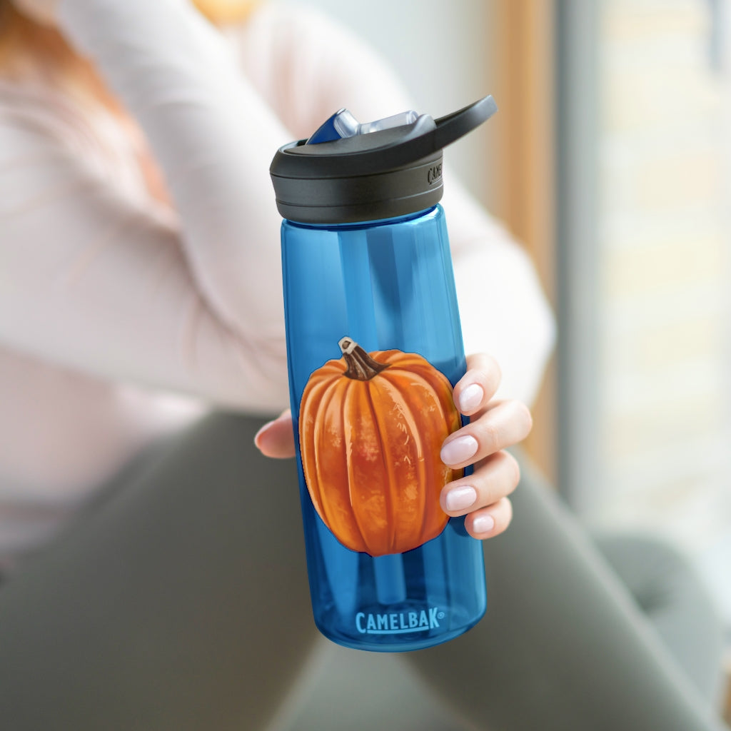 Pumpkin CamelBak Eddy® Water Bottle in vibrant orange color, showcasing its ergonomic design and spill-proof biting valve.