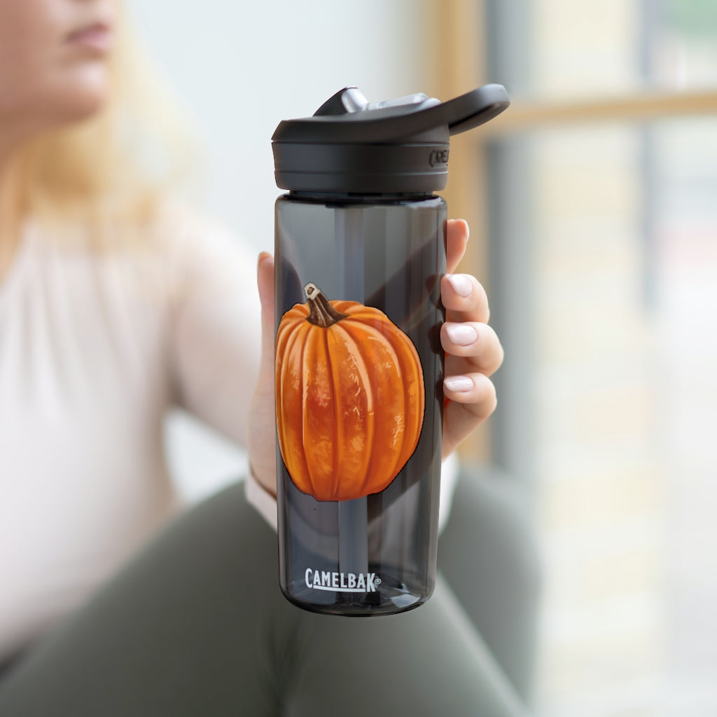 Pumpkin CamelBak Eddy® Water Bottle in vibrant orange color, showcasing its ergonomic design and spill-proof biting valve.