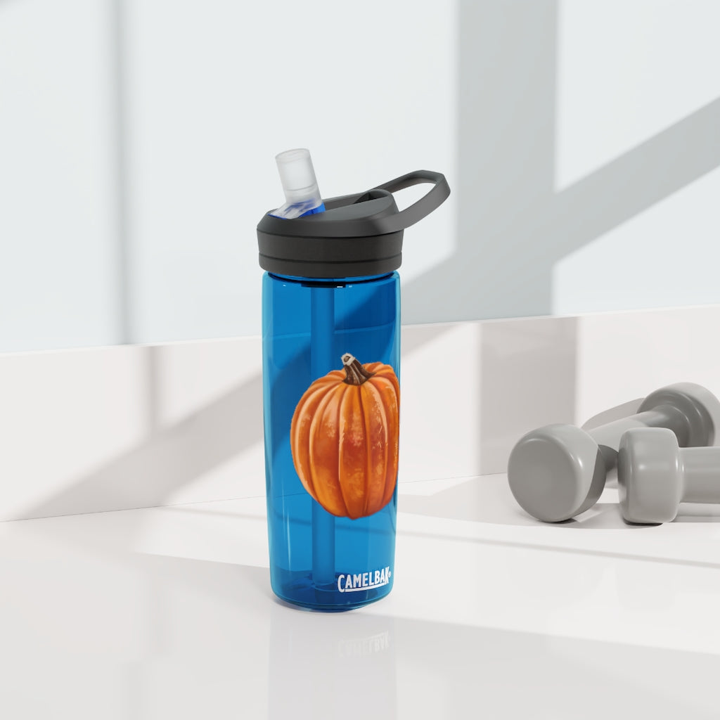 Pumpkin CamelBak Eddy® Water Bottle in vibrant orange color, showcasing its ergonomic design and spill-proof biting valve.