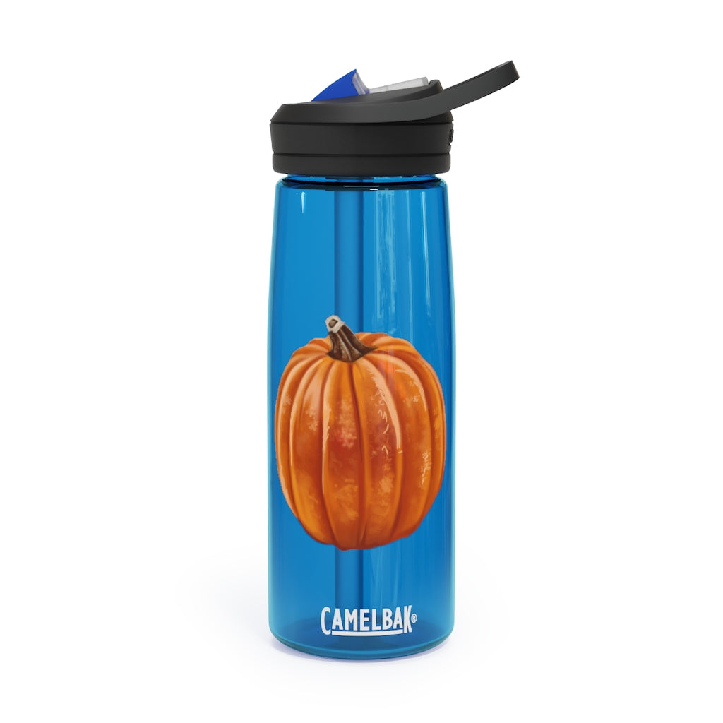 Pumpkin CamelBak Eddy® Water Bottle in vibrant orange color, showcasing its ergonomic design and spill-proof biting valve.