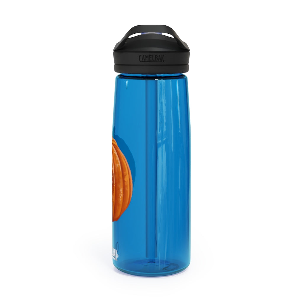 Pumpkin CamelBak Eddy® Water Bottle in vibrant orange color, showcasing its ergonomic design and spill-proof biting valve.