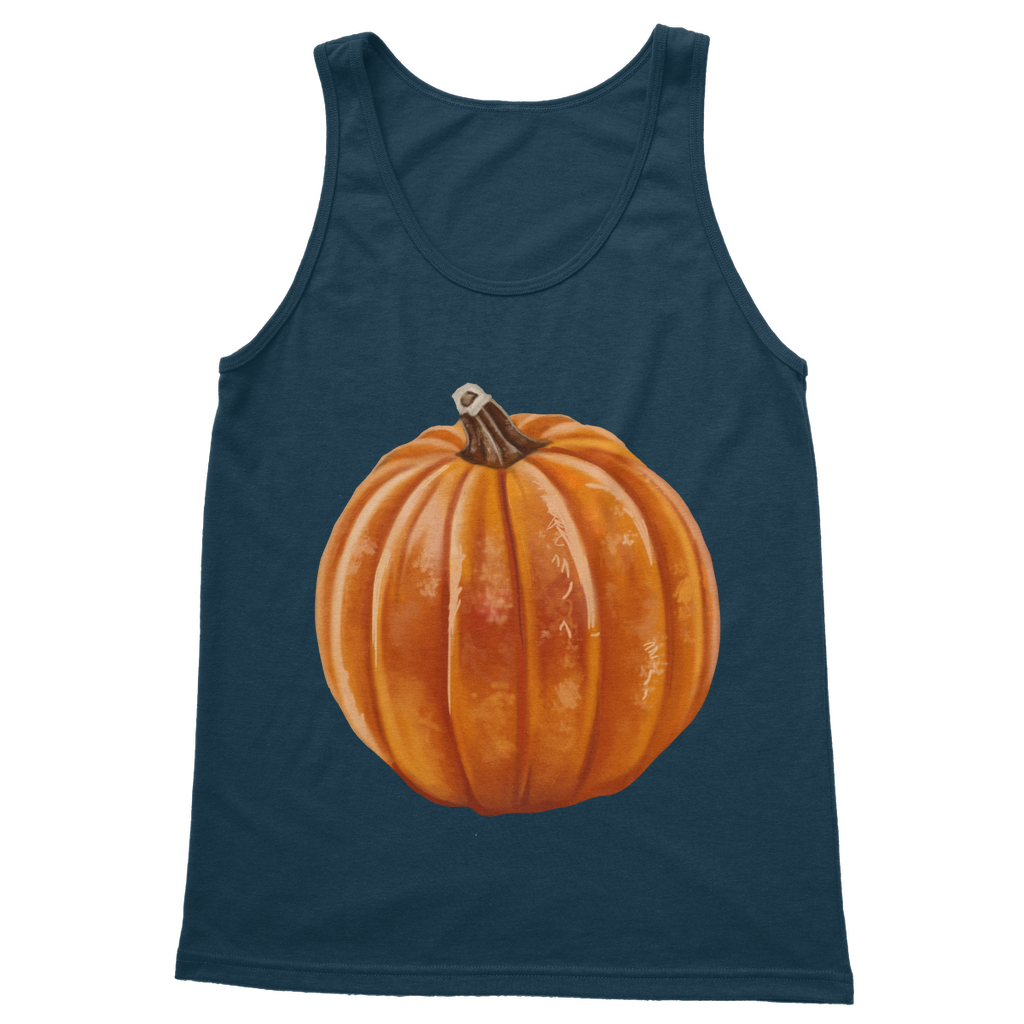 Pumpkin Classic Adult Vest Top in vibrant orange color, showcasing its unisex design and high-quality fabric.