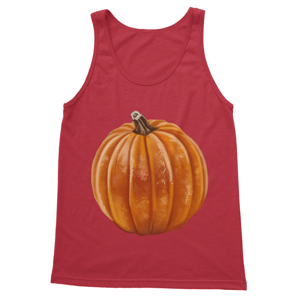 Pumpkin Classic Adult Vest Top in vibrant orange color, showcasing its unisex design and high-quality fabric.