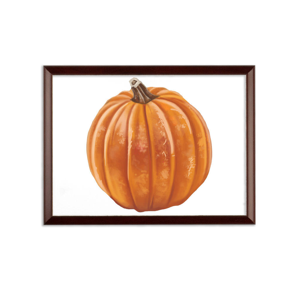 Pumpkin Sublimation Wall Plaque with brown wooden frame and white printable surface, showcasing its elegant ogee shaped edge.