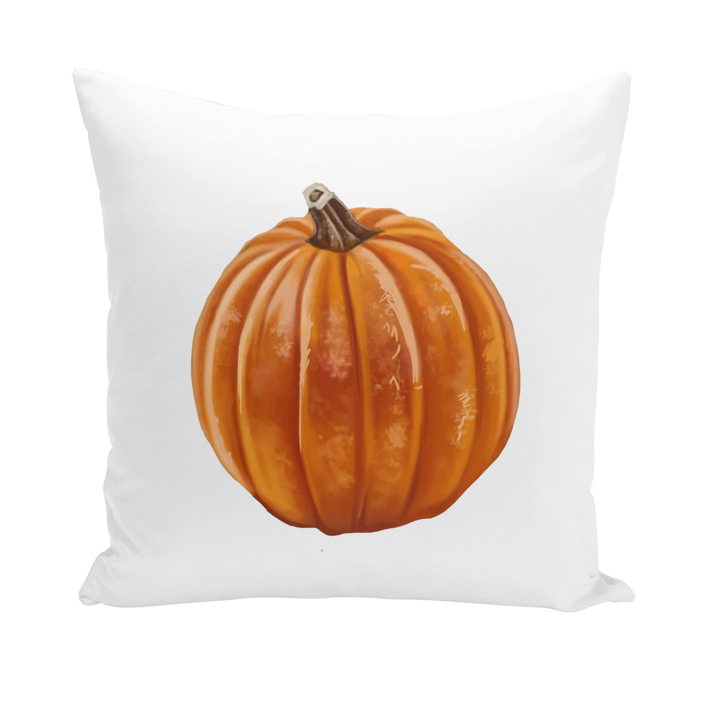 A cozy Pumpkin Throw Pillow featuring a vibrant pumpkin design, made from soft polyester fabric, perfect for seasonal home decor.