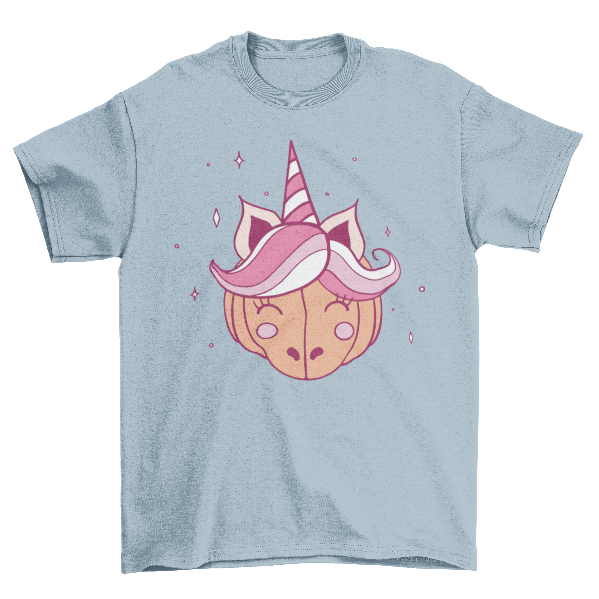 A cute pumpkin unicorn t-shirt featuring a colorful illustration of a unicorn with a pumpkin body, perfect for Halloween.