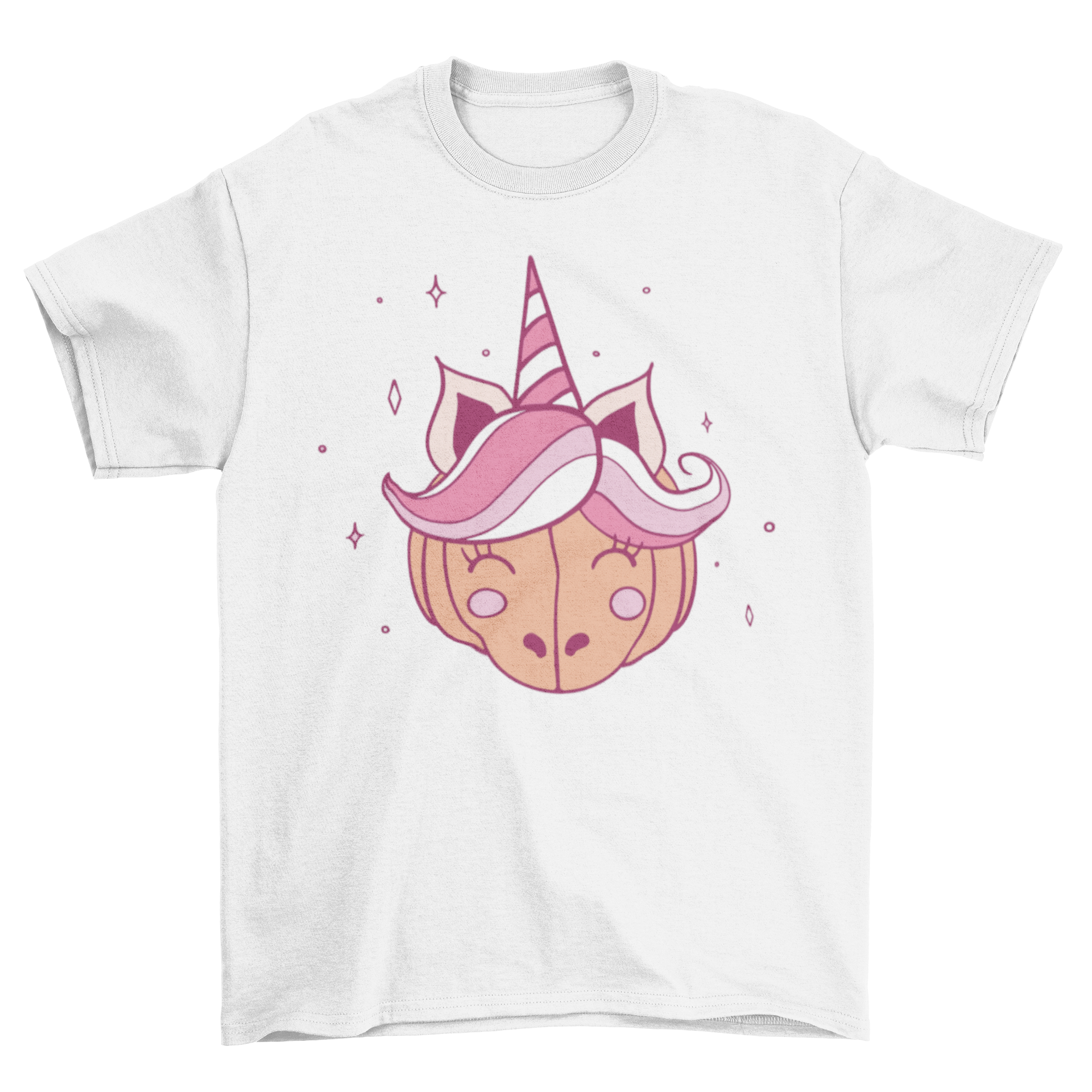 A cute pumpkin unicorn t-shirt featuring a colorful illustration of a unicorn with a pumpkin body, perfect for Halloween.