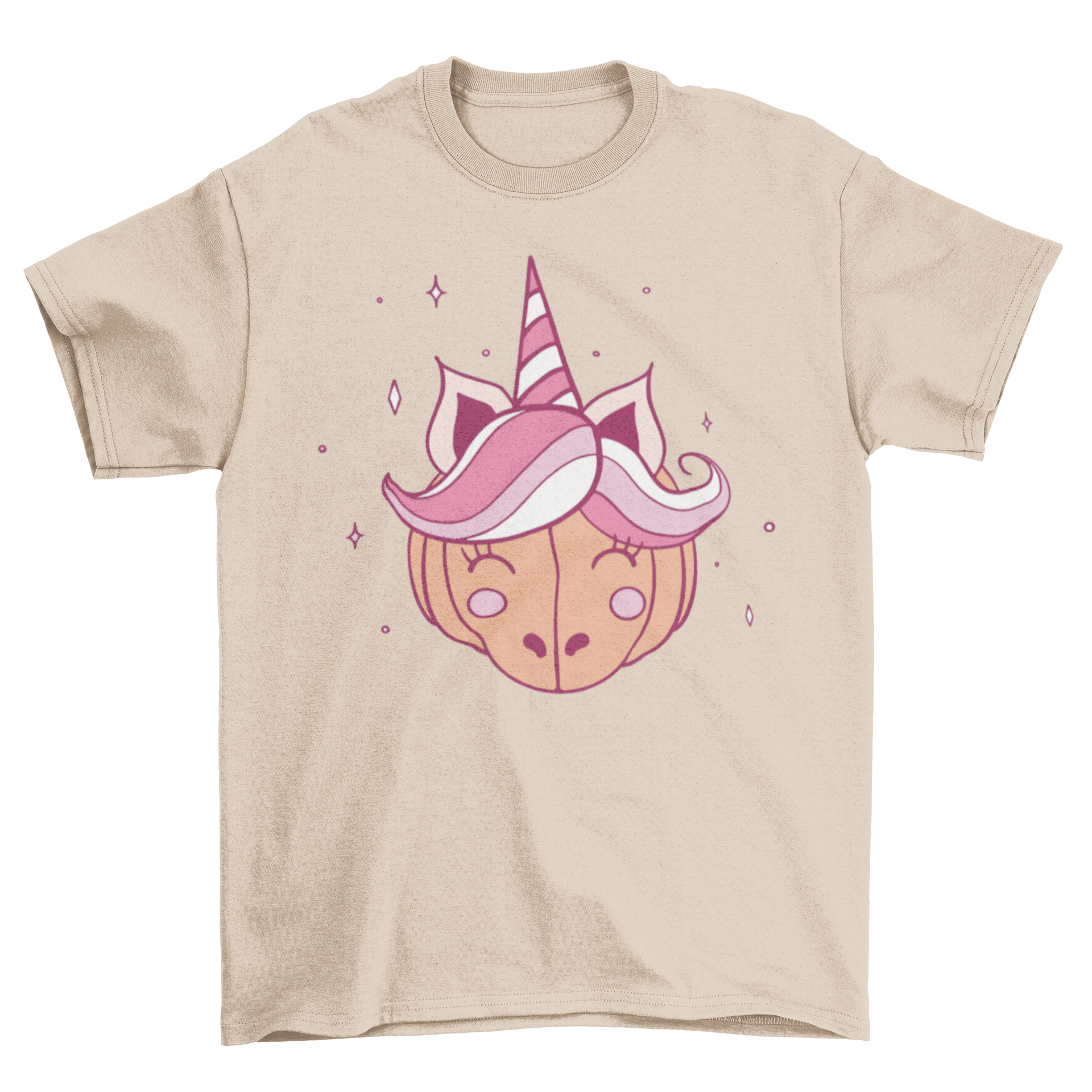 A cute pumpkin unicorn t-shirt featuring a colorful illustration of a unicorn with a pumpkin body, perfect for Halloween.