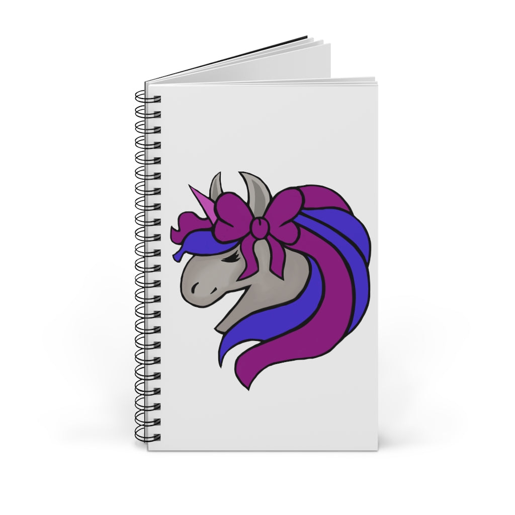 Purple Blue Unicorn Head Spiral Journal featuring a whimsical unicorn design on the cover, with spiral binding and 80 single pages.