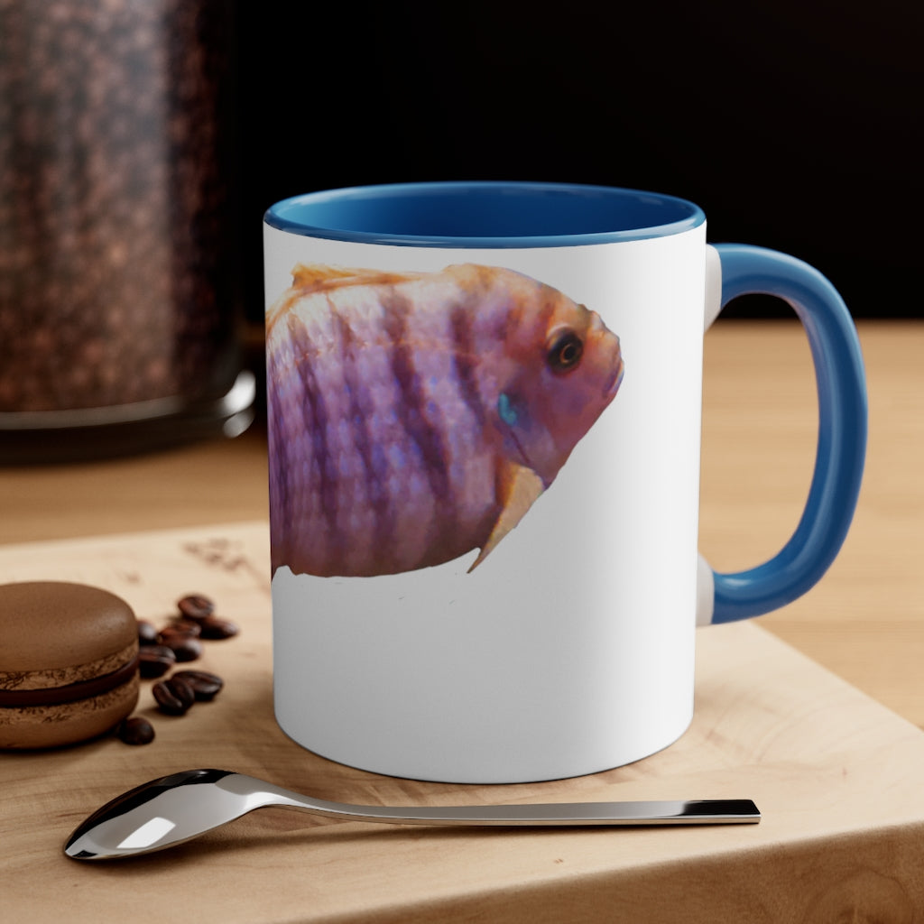 Purple Fish Accent Coffee Mug with a two-tone design featuring a vibrant purple interior and handle, perfect for coffee or tea.