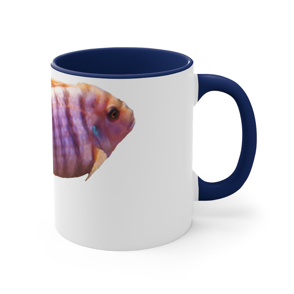 Purple Fish Accent Coffee Mug with a two-tone design featuring a vibrant purple interior and handle, perfect for coffee or tea.