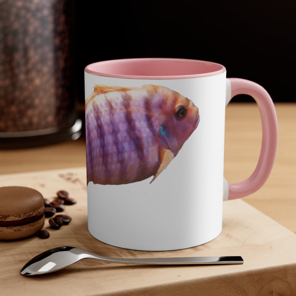 Purple Fish Accent Coffee Mug with a two-tone design featuring a vibrant purple interior and handle, perfect for coffee or tea.