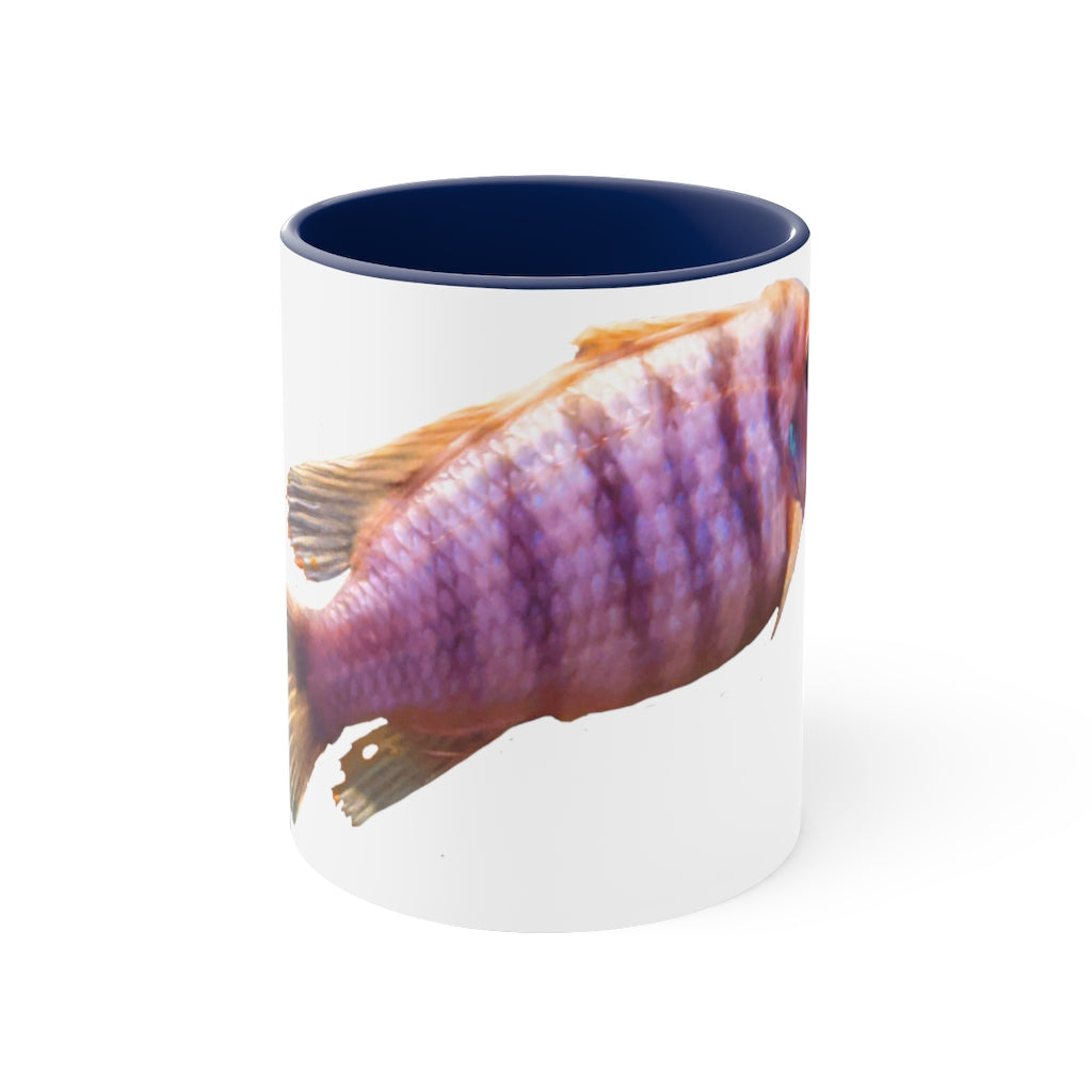 Purple Fish Accent Coffee Mug with a two-tone design featuring a vibrant purple interior and handle, perfect for coffee or tea.