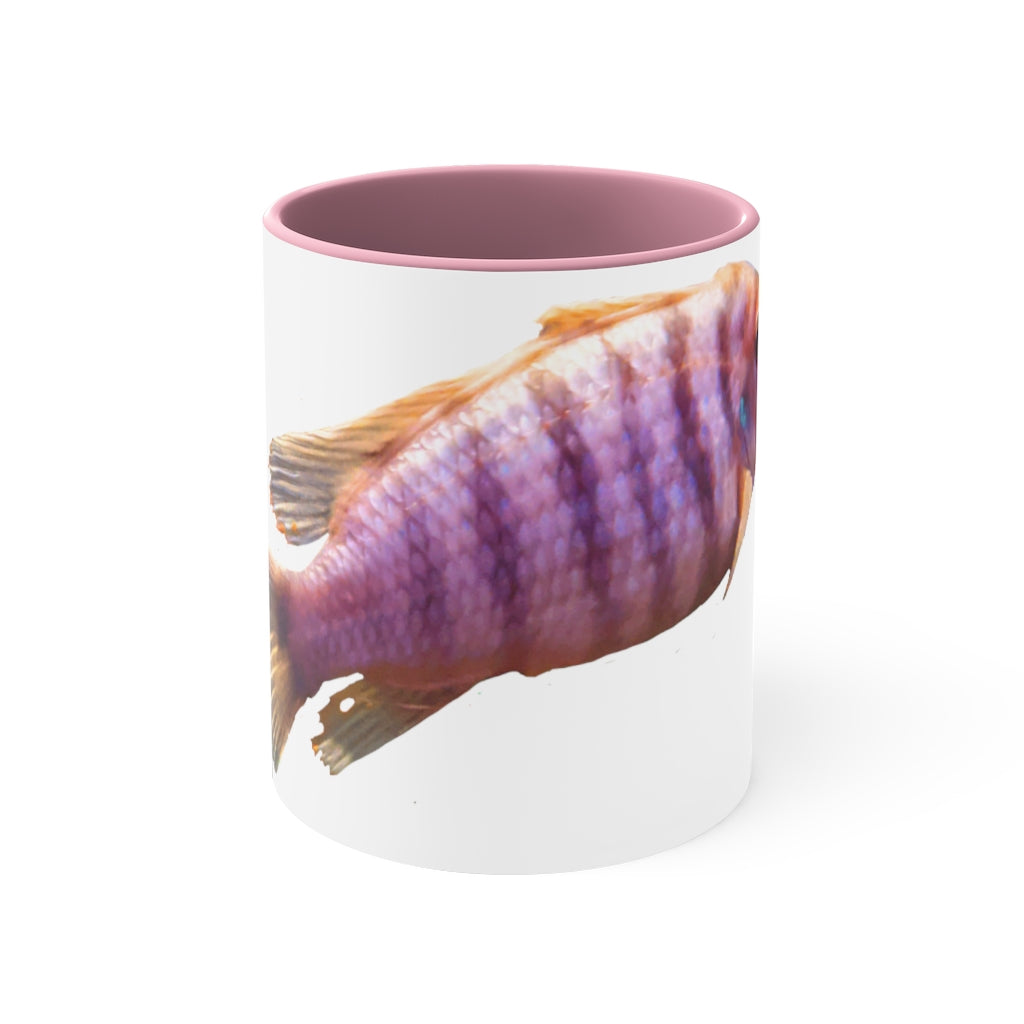 Purple Fish Accent Coffee Mug with a two-tone design featuring a vibrant purple interior and handle, perfect for coffee or tea.