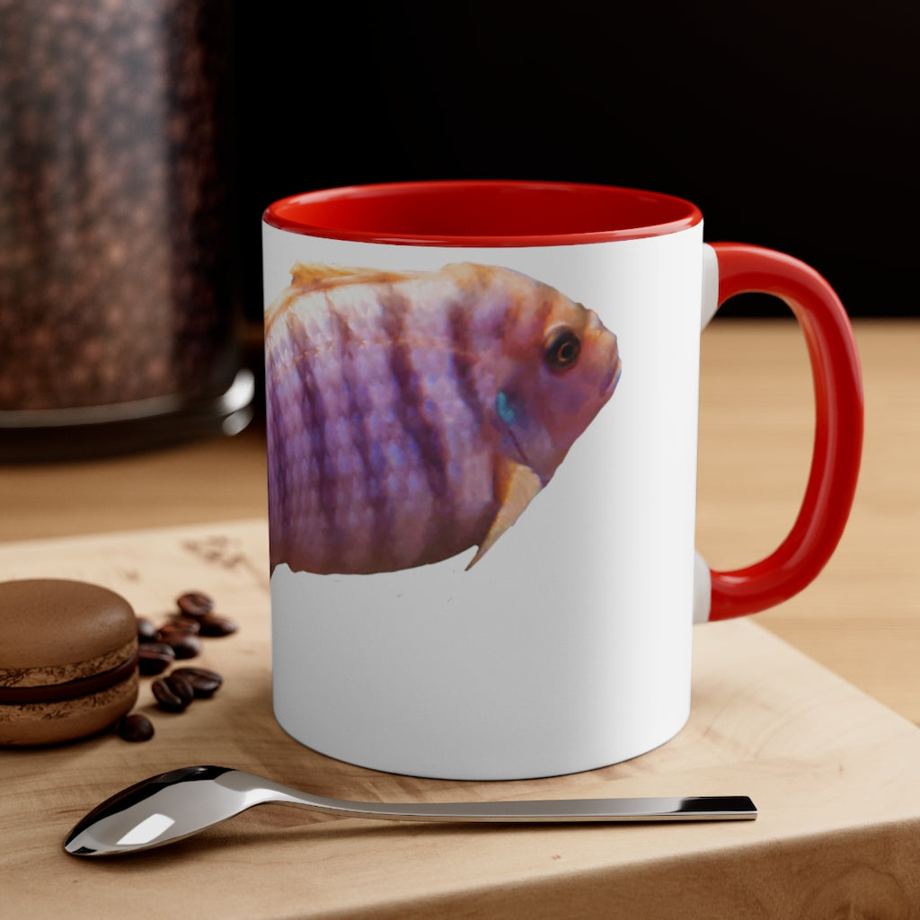 Purple Fish Accent Coffee Mug with a two-tone design featuring a vibrant purple interior and handle, perfect for coffee or tea.