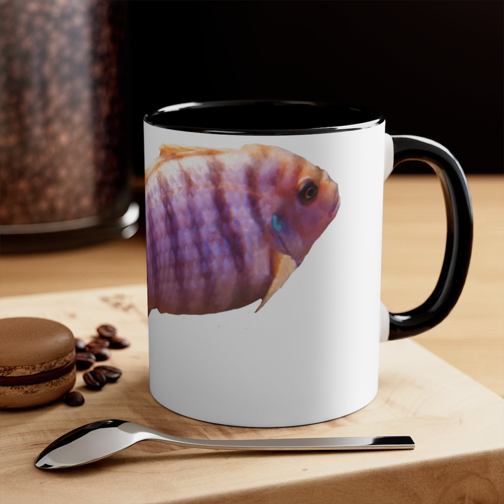 Purple Fish Accent Coffee Mug with a two-tone design featuring a vibrant purple interior and handle, perfect for coffee or tea.