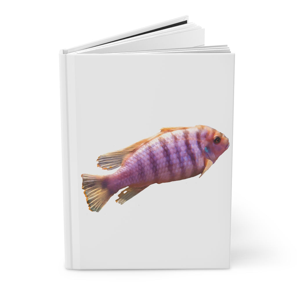 Purple Fish Hardcover Journal with matte finish, featuring customizable covers and lined pages, ideal for personal journaling.