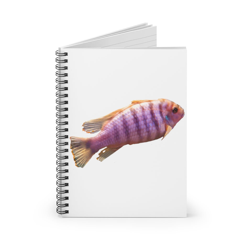 Purple Fish Spiral Notebook with ruled line pages and a vibrant cover design featuring a whimsical purple fish.