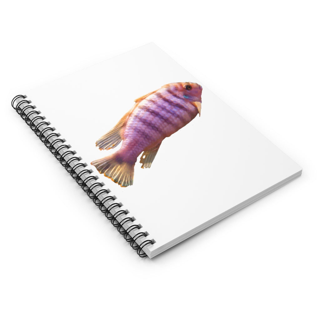 Purple Fish Spiral Notebook with ruled line pages and a vibrant cover design featuring a whimsical purple fish.