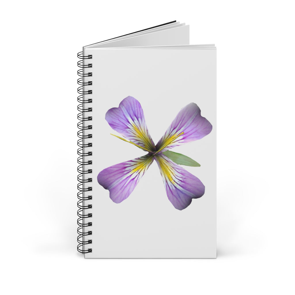 Purple Flower Spiral Journal featuring a vibrant floral design, available in multiple styles including blank, dot grid, lined, and task.