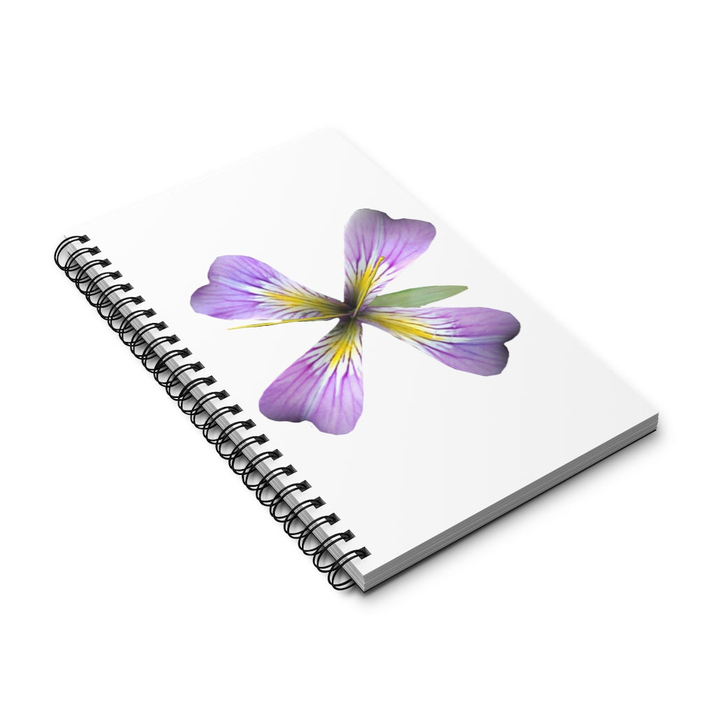 Purple Flower Spiral Journal featuring a vibrant floral design, available in multiple styles including blank, dot grid, lined, and task.