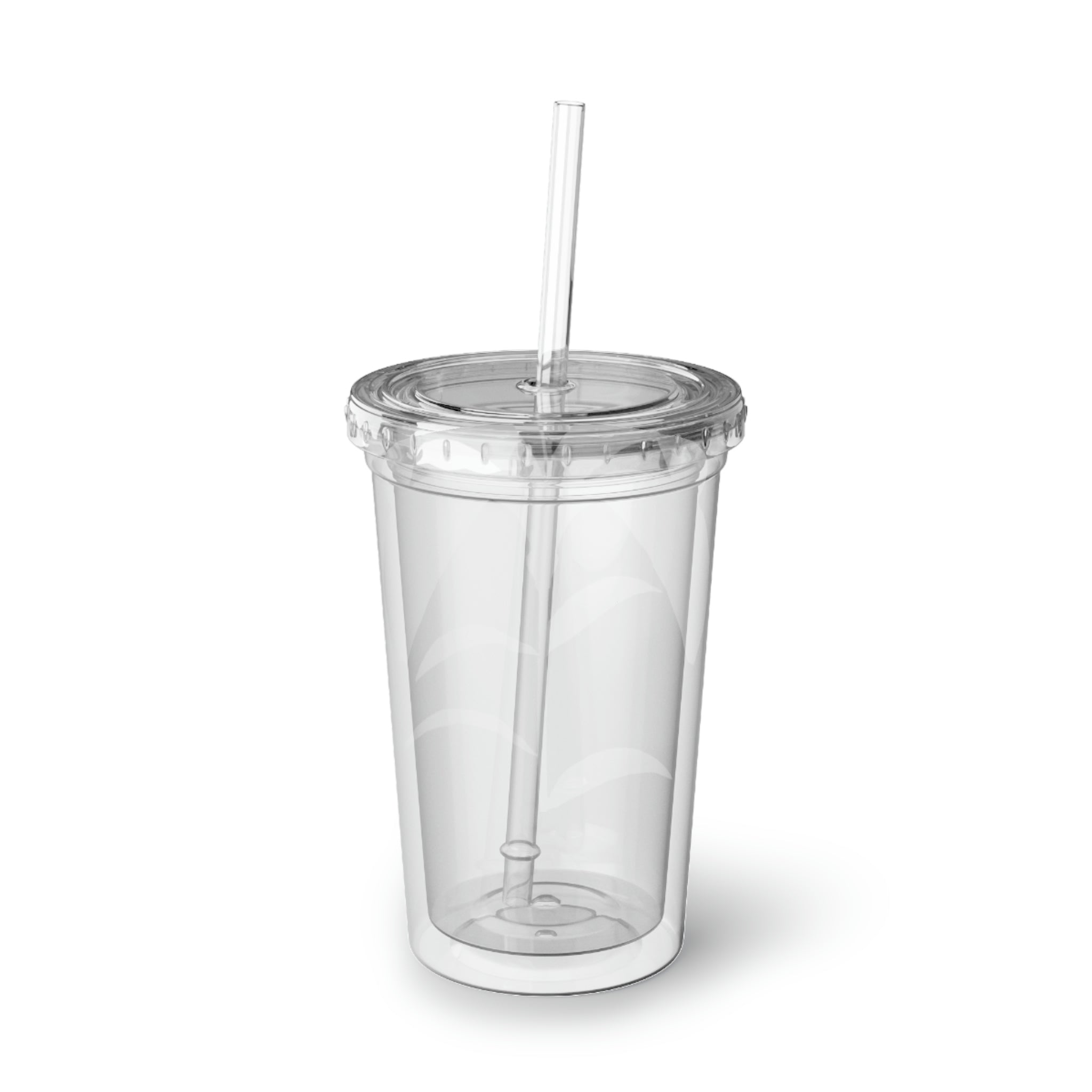 Purple Flower Suave Acrylic Cup with floral design, stainless steel body, and plastic straw, perfect for beverages.