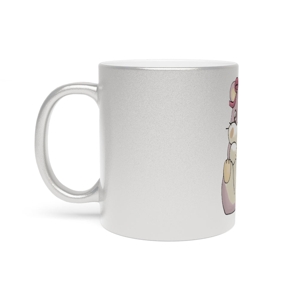 Purple Hamster Metallic Mug with Gold and Silver coating, showcasing a personalized design option.