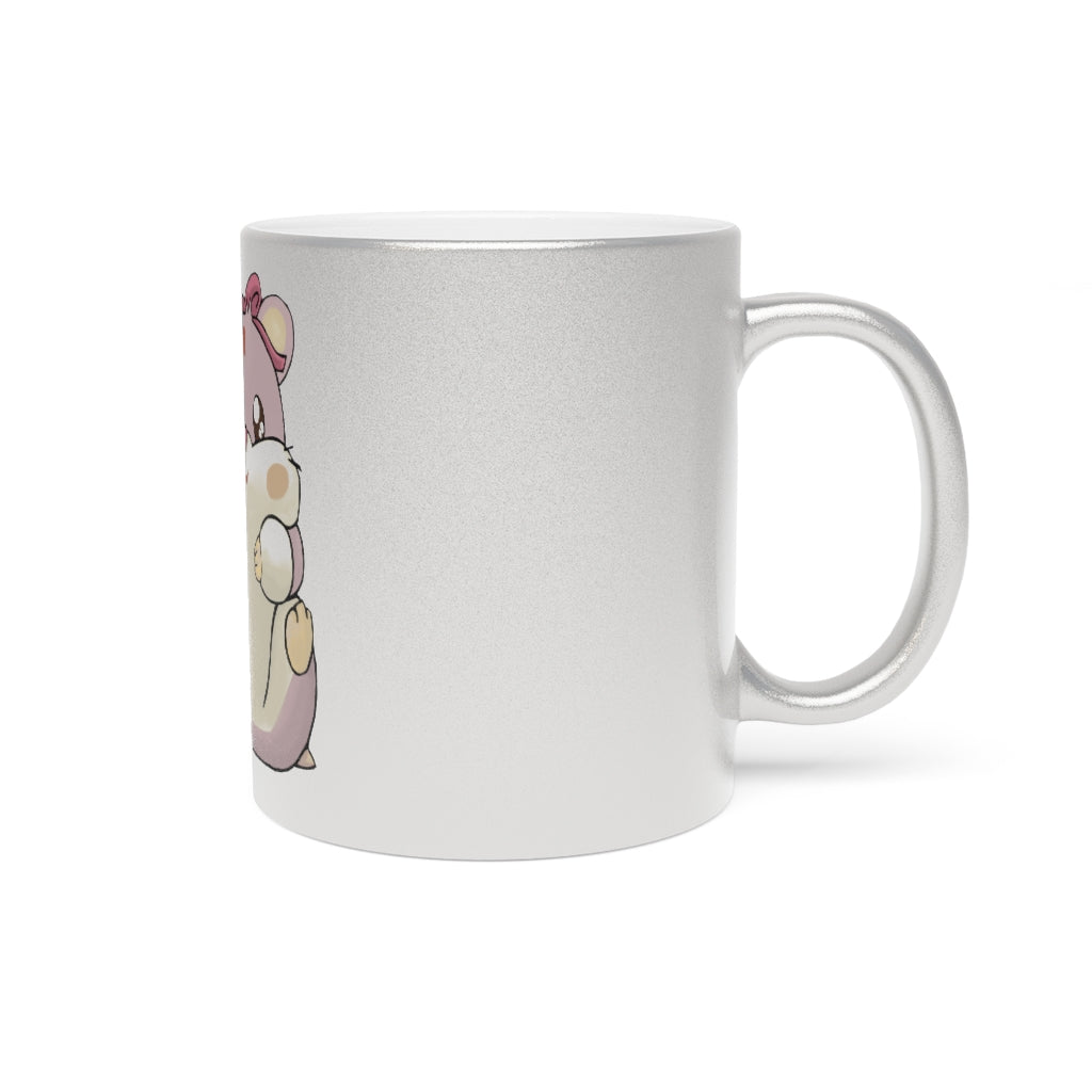 Purple Hamster Metallic Mug with Gold and Silver coating, showcasing a personalized design option.