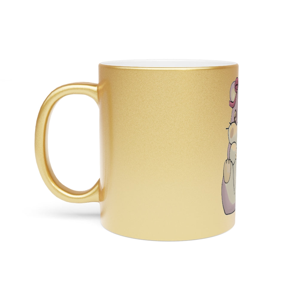 Purple Hamster Metallic Mug with Gold and Silver coating, showcasing a personalized design option.