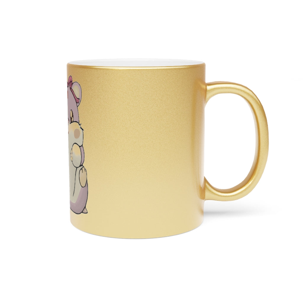 Purple Hamster Metallic Mug with Gold and Silver coating, showcasing a personalized design option.