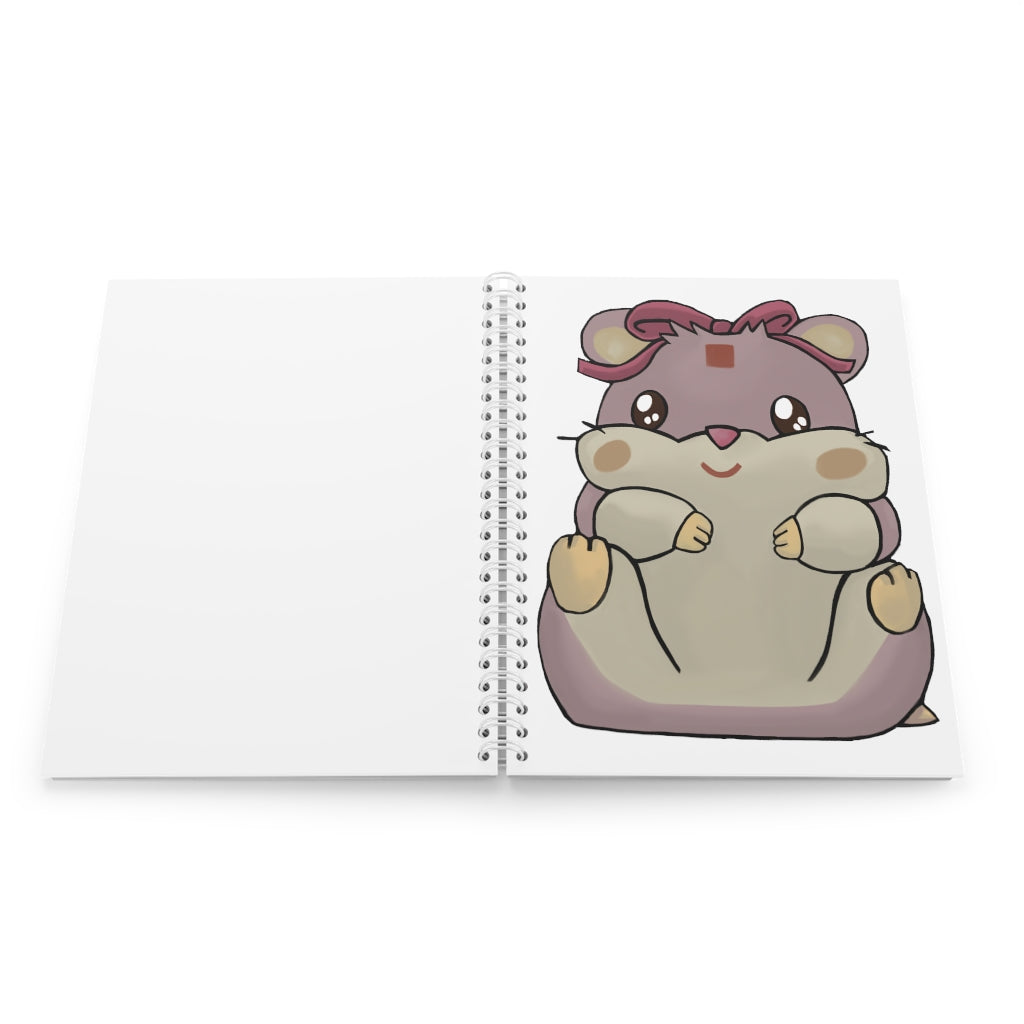 Purple Hamster Spiral Notebook with customizable covers and wide-ruled pages, featuring a semi-gloss laminated finish.