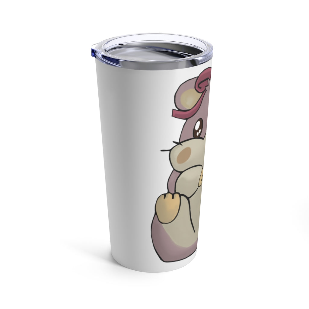 Purple Hamster Tumbler 20oz made of stainless steel with a see-thru plastic lid, showcasing a vibrant purple color.