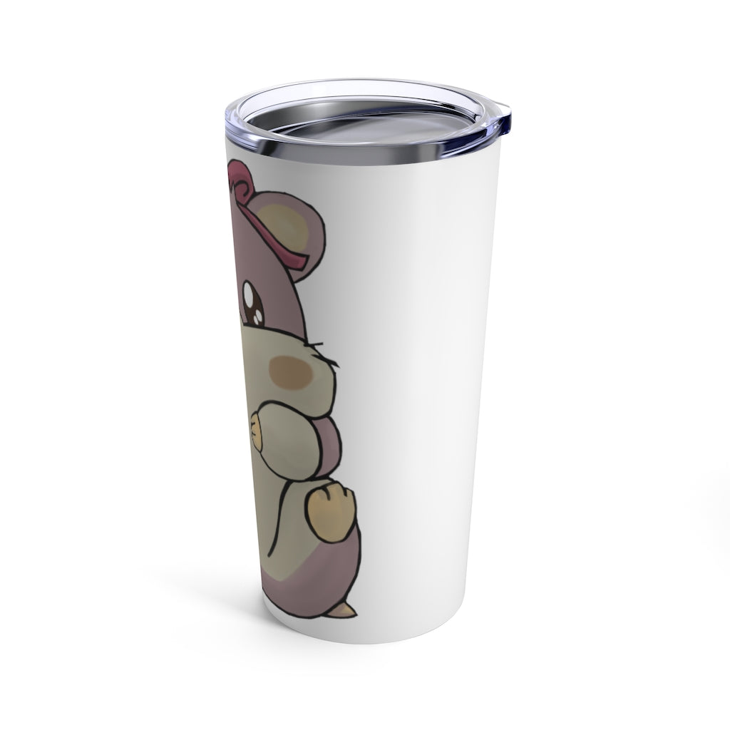 Purple Hamster Tumbler 20oz made of stainless steel with a see-thru plastic lid, showcasing a vibrant purple color.