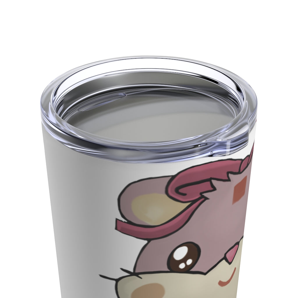 Purple Hamster Tumbler 20oz made of stainless steel with a see-thru plastic lid, showcasing a vibrant purple color.