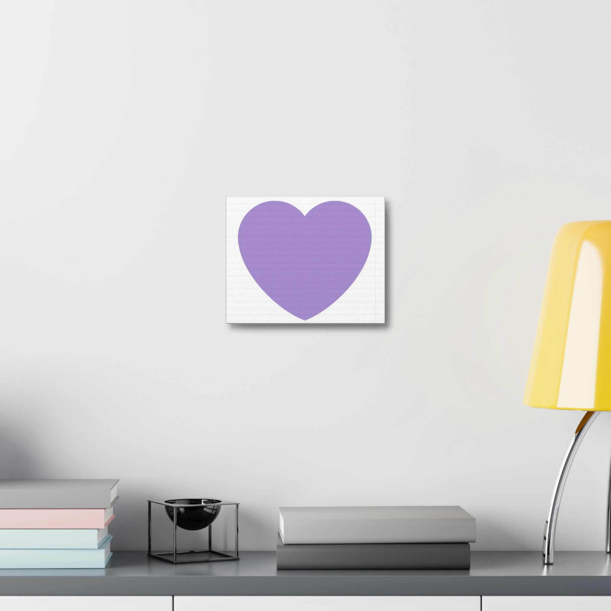 Purple Heart Stretched Canvas artwork displayed on a wall, showcasing vibrant colors and high-quality print on a wooden frame.